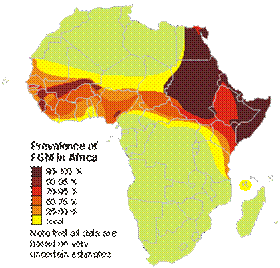 Prevalence of female genital cutting in Africa